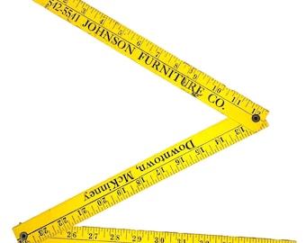 Johnson Furniture Co Downtown McKinney TX Vintage Zigzag Ruler Folding Advertising Yardstick '60s No Area Code