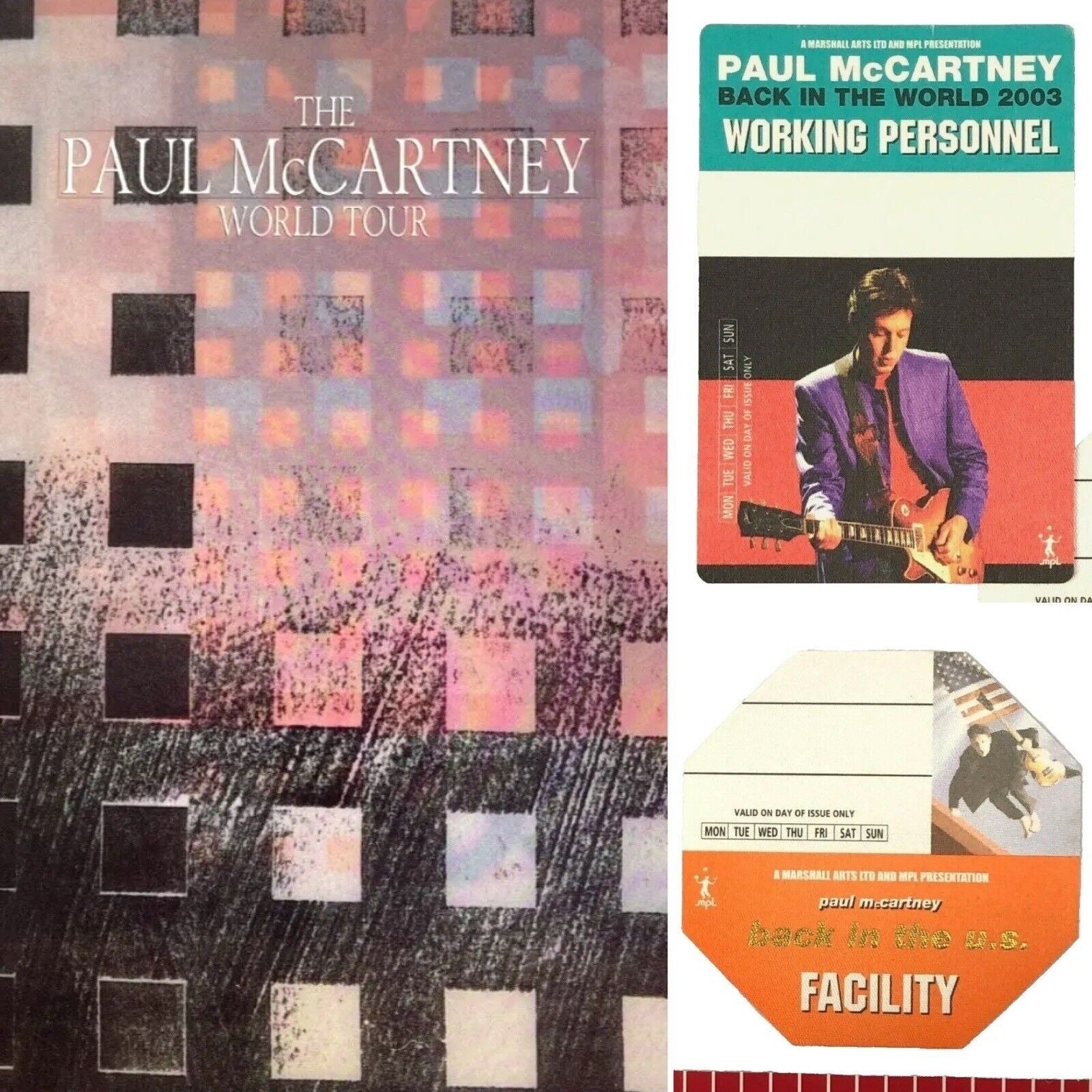 Paul Mccartney 1989 World Tour Book Program + 2 Concert Pass Otto