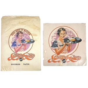 Licorice Pizza 2 Vintage Logo Sacchetto di carta + Disco piatto per cassa SoCal Indie Vinyl Store anni '70-'80