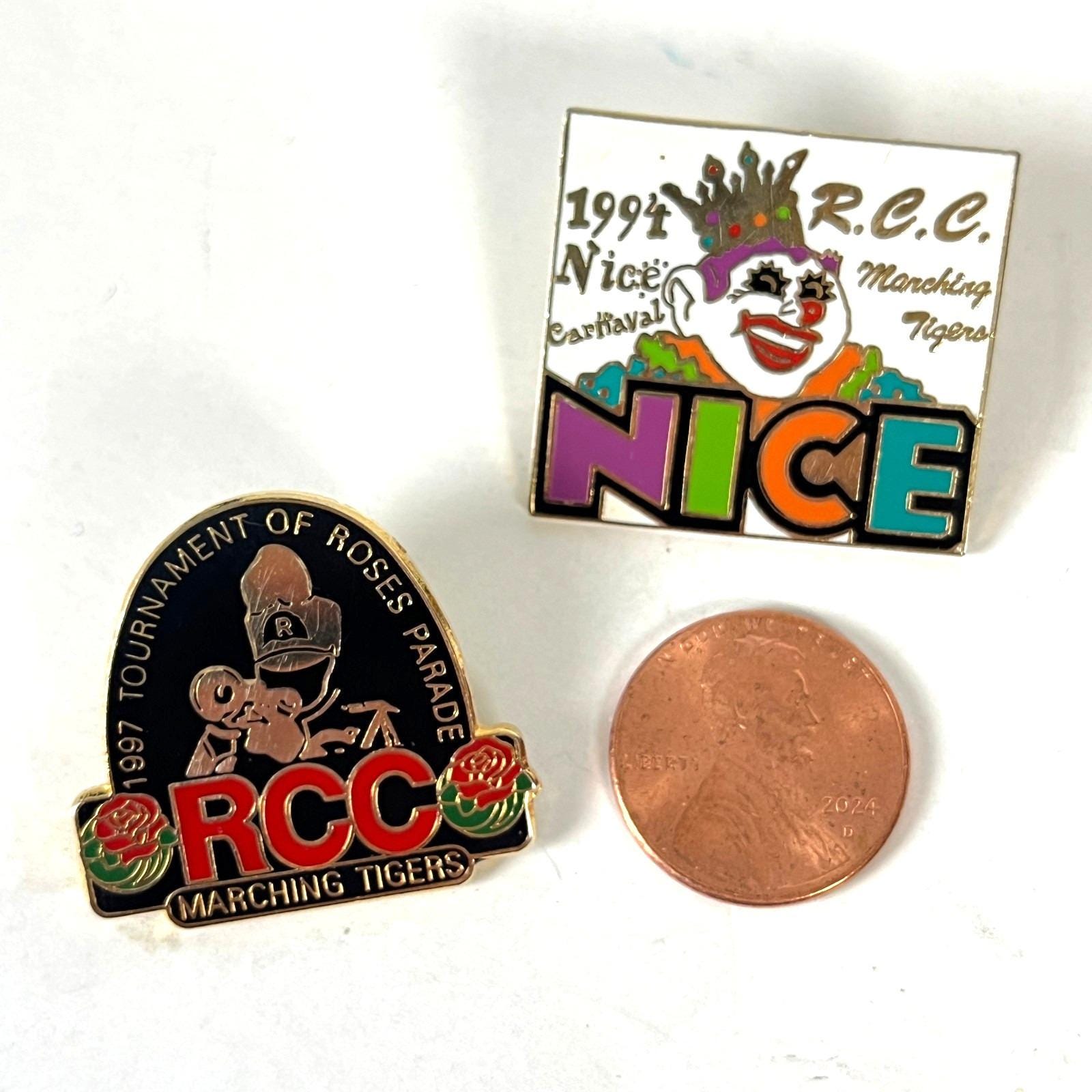 RCC Riverside Marching Tigers 2 Vtg Lapel Pin Lot 1994 Nice Carnival ...