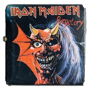 Iron Maiden Purgatory Eddie Satan Vintage Pinback Button Badge 1990 Heavy Metal