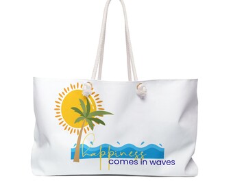 Tropical Beach Bag | Oversized Weekender Tote with Rope Handles