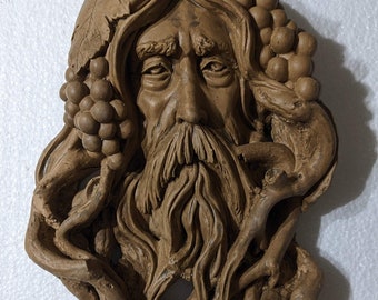 Nature Garden Greenman Grape Harvest Sculptural wall relief bust www.Neo-Mfg.com 13.75"