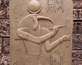 History Egyptian God Thoth Tehuti Sculptural wall relief  www.Neo-Mfg.com 11.5" e8