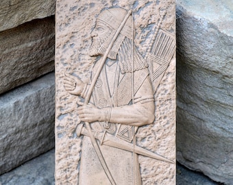 Assyrian Lachishitic archer Soldier Persian Persepolis Relief art Wall Sculpture 12" www.Neo-Mfg.com e14
