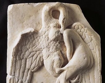 Roman Greek Leda & Swan Zeus Sculptural wall relief plaque home decor 9" www.Neo-Mfg.com