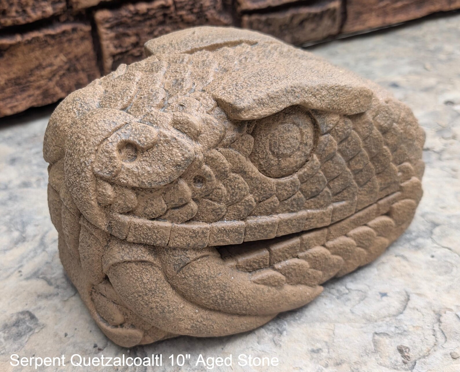 Serpent Quetzalcoaltl Bust Aztec Maya Artifact Carved Sculpture Statue ...