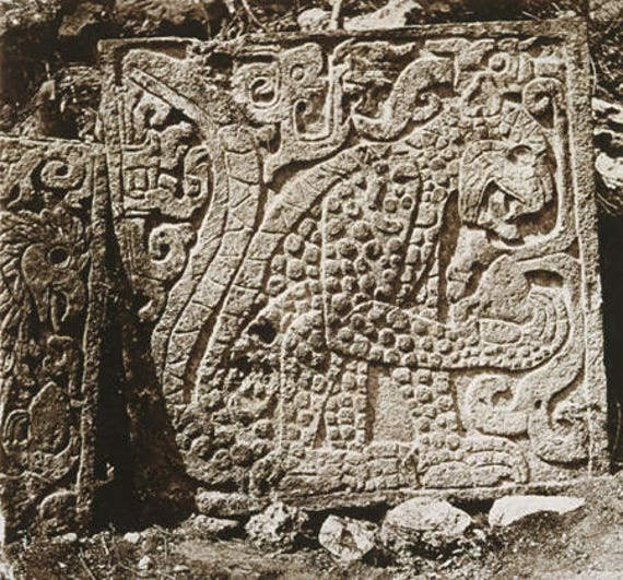 Aztec Mayan Jaguar Balam Cat Sculpture Wall Plaque Carving 7