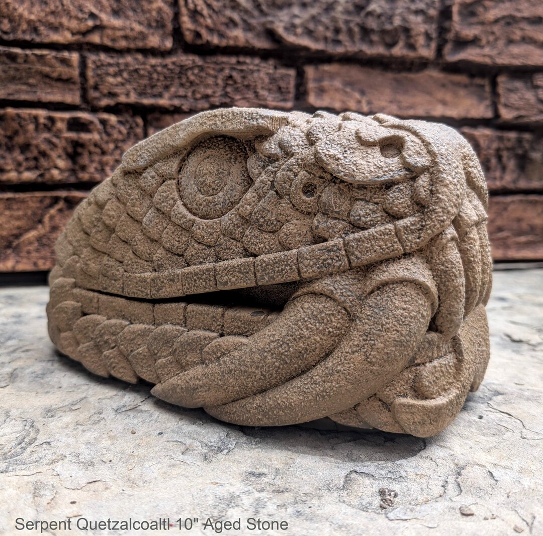 Serpent Quetzalcoaltl Bust Aztec Maya Artifact Carved Sculpture Statue ...