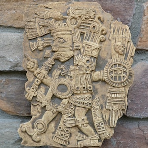Artefacto maya azteca, escultura tallada de Tezcatlipoca, estatua de 28 cm de alto. www.Neo-Mfg.com Arte mural, códice M8.