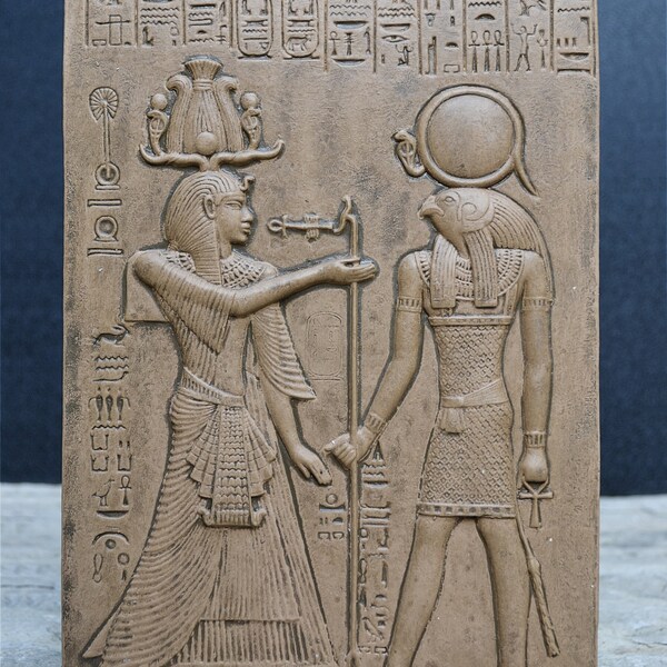 History Egyptian Merneptah & Ra Valley Kings Sculptural wall relief plaque Neo-Mfg 10" d24