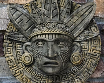 Aztec Mayan Mask Corn priest bust Artifact Carved Sculpture Statue 12" www.Neo-Mfg.com