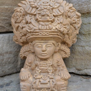 History Aztec Maya Mesoamerica God of Corn Zapotec Deity Vessel Sculpture Statue www.Neo-Mfg.com 8&quot;
