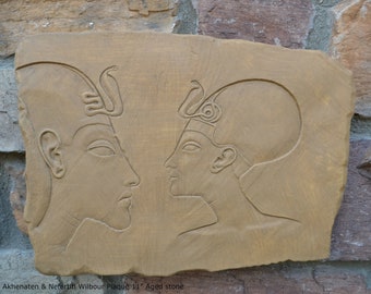 History Egyptian Akhenaten & Nefertiti Wilbour Plaque Artifact  Sculpture 11" www.Neo-Mfg.com home decor m12