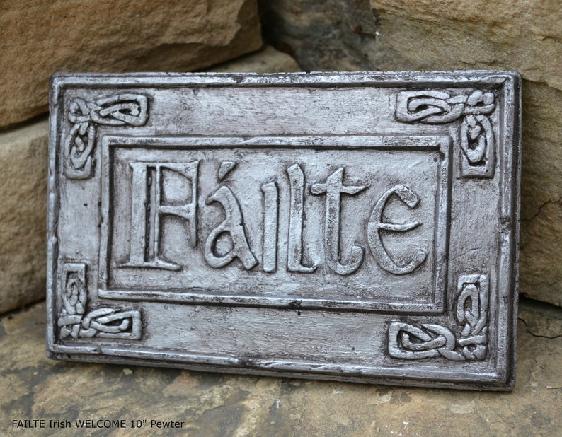 FAILTE Irish WELCOME Ireland Gaelic Celtic Stone Sign Plaque Www.neo-m ...