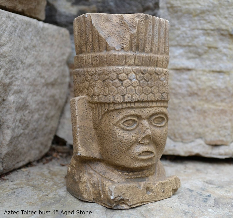 History Toltec Warrior Bust Mesoamerican MAYAN AZTEC Sculptural Wall ...