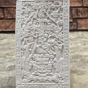 History Aztec Mayan sarcophagus of king K’inich Janaab’ Pakal wall plaque art 6&quot; www.Neo-Mfg.com