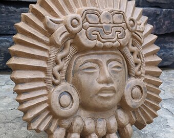 Aztec Inca Zapotec Idol ceremonial mask sculpture wall plaque art www.neo-mfg.com 8" home garden decor n8