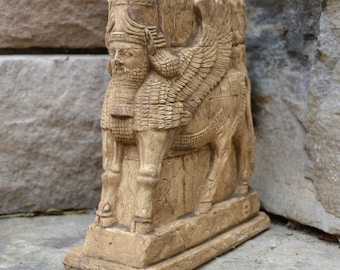 Historical Assyrian Lamassu Persian winged bull Guardian of Persepolis relief sculpture ancient replica Sculpture www.Neo-Mfg.com 6"