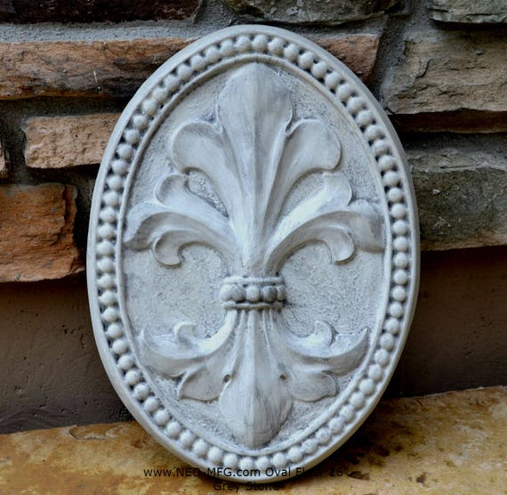 Decoracion Oval Flor De Lis Arte Toscana Pared Escultura Placa Etsy