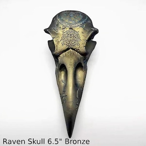 Wiccan Raven skull engraving Wall Plaque Sculpture Pagan 6.5&quot;  www.Neo-Mfg.com mythical
