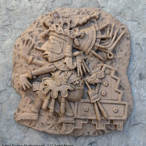 History Aztec Maya Artifact Carved Quetzalcoatl Sculpture Statue 11" Tall www.Neo-Mfg.com Wall art Codex P1