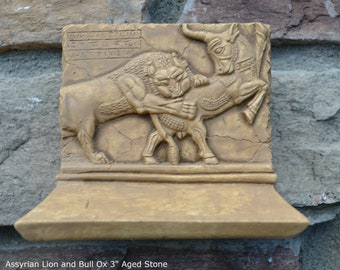 Assyrian Lion and Bull Ox Sculpture Statue Relief wall fragment Persepolis www.Neo-mfg.com 3"