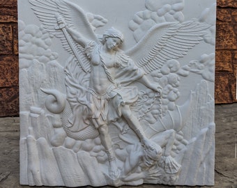 Historical religious Mythological St. Michael the Archangel wall angel 17" sculpture plaque Sculpture www.Neo-mfg.com