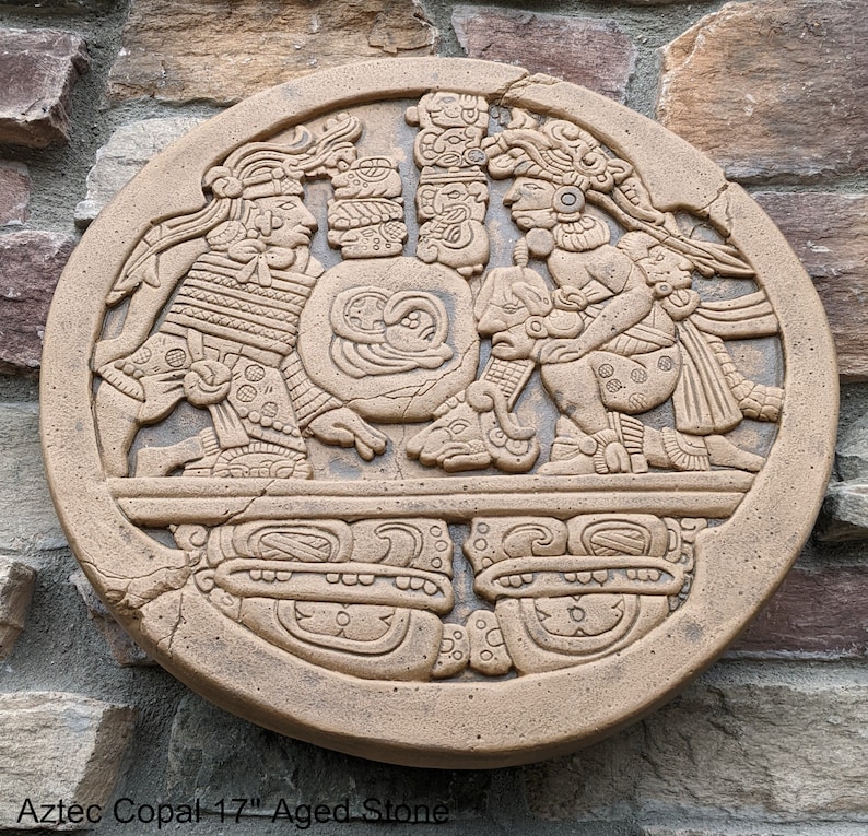 History Mayan Aztec Copal Ball Court Scoreboard Sculptural Wall Relief ...