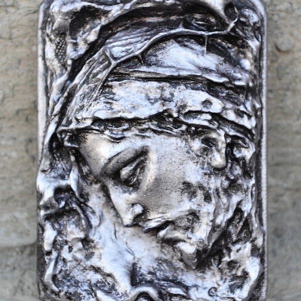 Religious Jesus Christ sculpture plaque www.NEO-MFG.com 3.5" mini