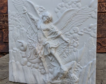 Historical religious Mythological St. Michael the Archangel wall angel 12" sculpture plaque Sculpture www.Neo-mfg.com