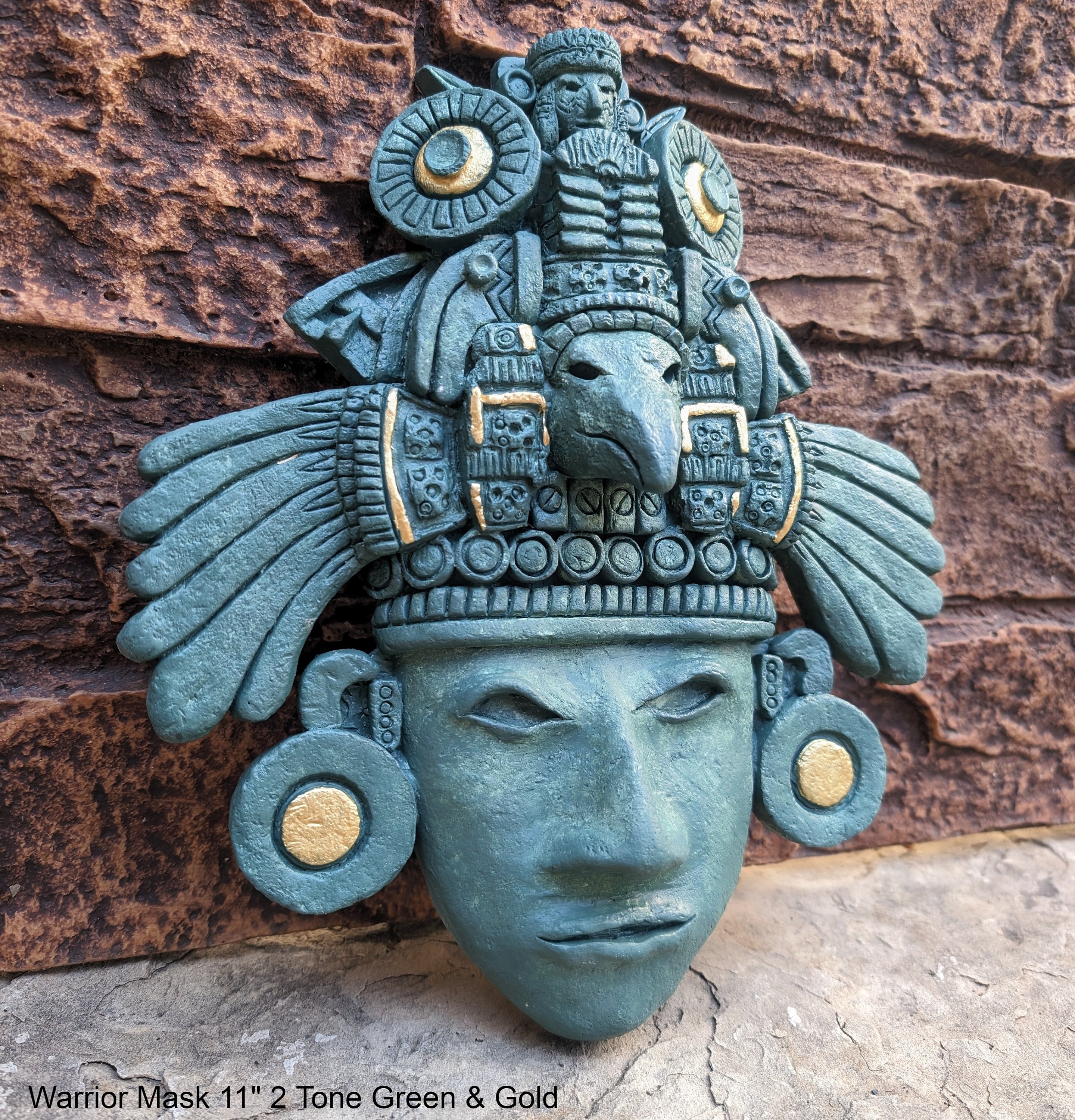 History Aztec Maya Artifact Warrior mask Sculpture Statue 11