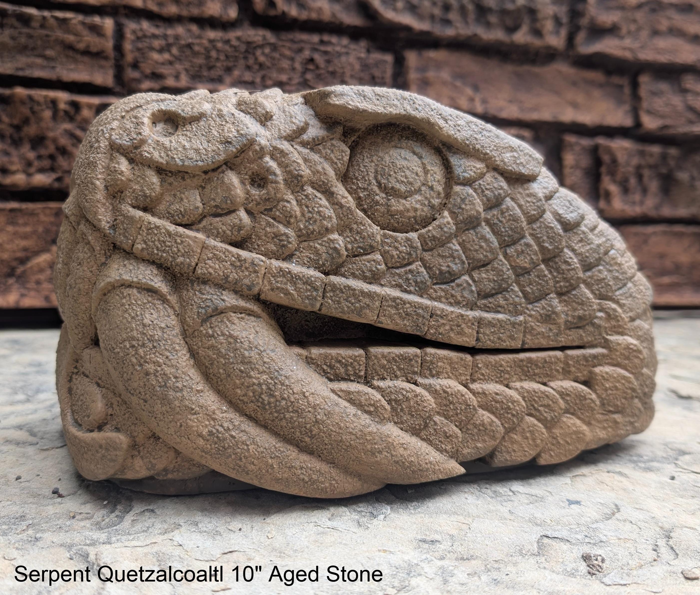 Serpent Quetzalcoaltl Bust Aztec Maya Artifact Carved Sculpture Statue ...