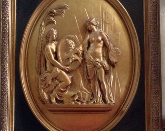 Roman Greek Sculptural Framed Wall relief www.Neo-Mfg.com 19"  F Barbedienne reproduction