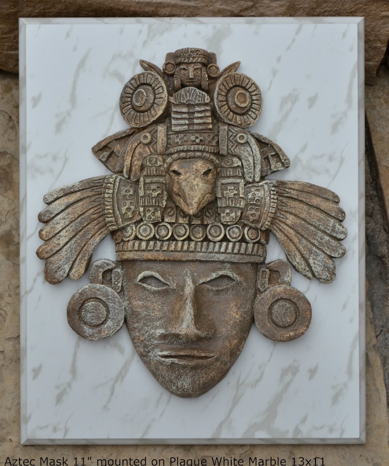 History Aztec Maya Artifact Warrior Mask Sculpture Statue Etsy