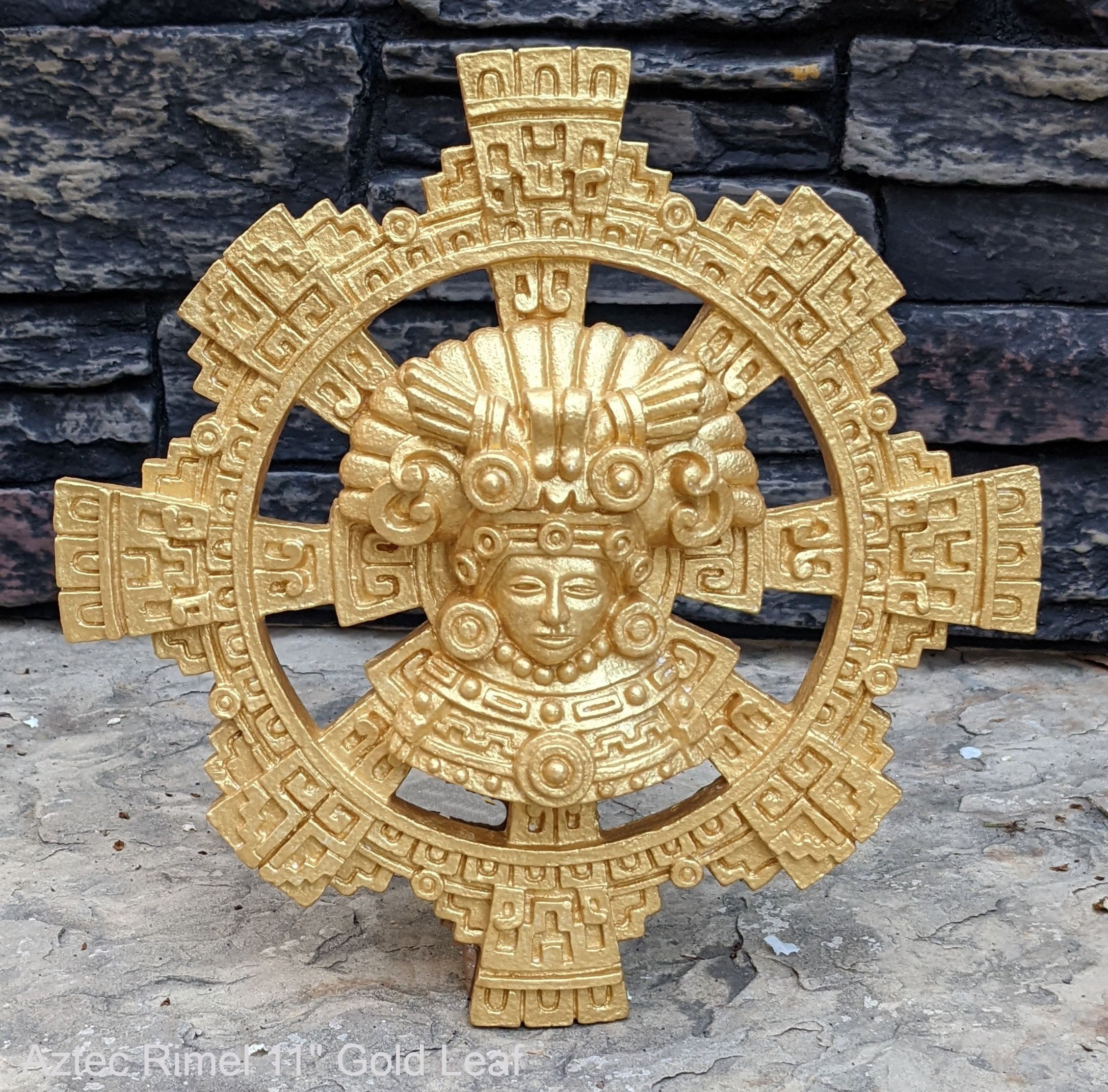 History Aztec Maya Artifact Carved Rimel Sun Stone Sculpture