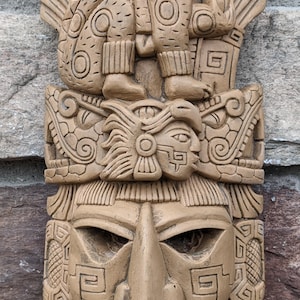 History Aztec Maya Jaguar Thunderbird Glyph Artifact Mask Sculpture ...