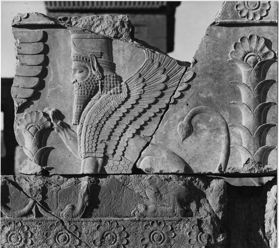 Assyrian Persian Winged Sphinx From the Palace of Darius Sculpture