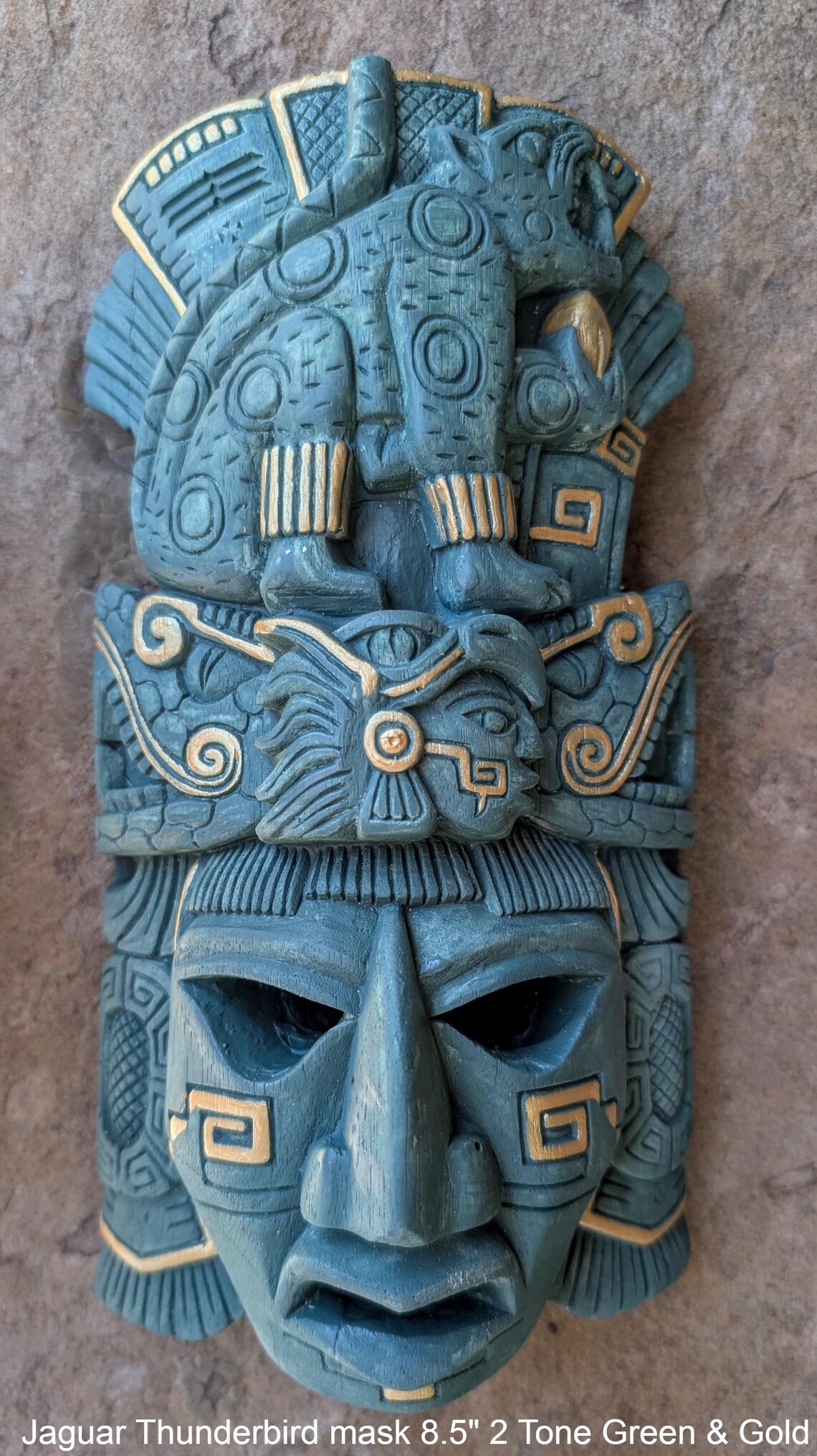 History Aztec Maya Jaguar Thunderbird Glyph Artifact Mask Sculpture ...