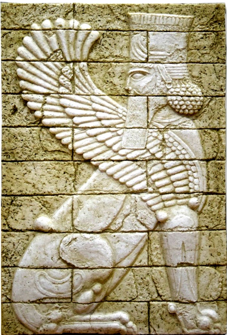 Assyrian Mesopotamian Winged sphinx palace of Darius the Great at Susa wall plaque art Sculpture 19 www.Neo-Mfg.com Museum reproduction image 2