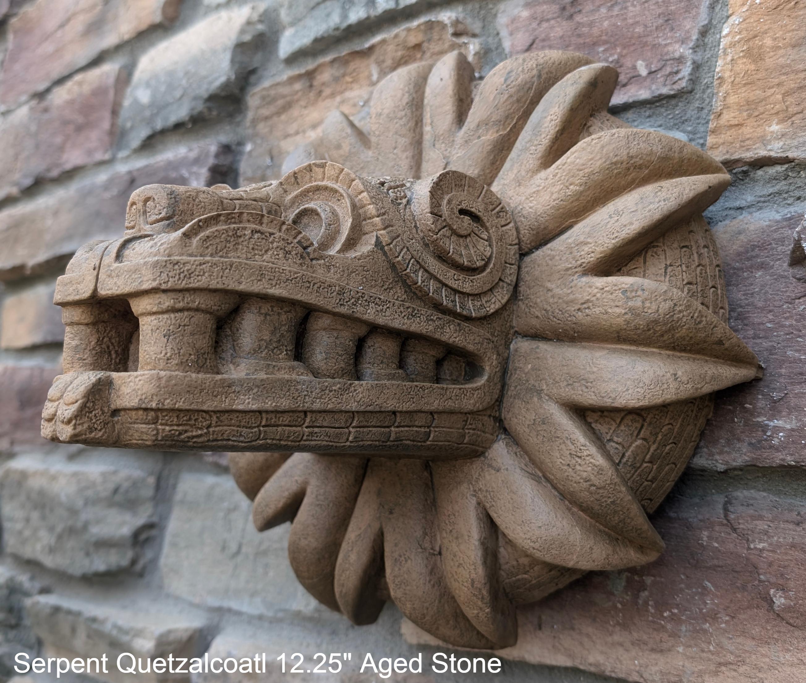 Statua Quetzalcoatl In Cemento - Testa Di Drago Azteca Per Giardino E Interno