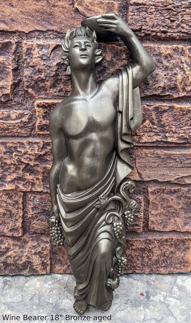 Roman Greek Wine Bearer Figure Sculptural Wall relief www.Neo-Mfg.com 18 tall image 2