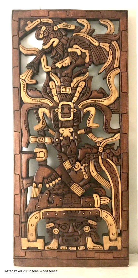 History Aztec Maya King Pakal Sculpture Statue Wall plaque 17/"