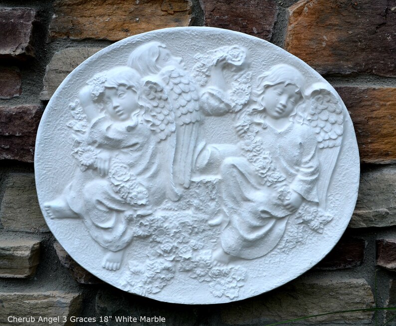 Cherub Angel 3 Graces wall sculpture plaque 18 Neo-mfg image 0