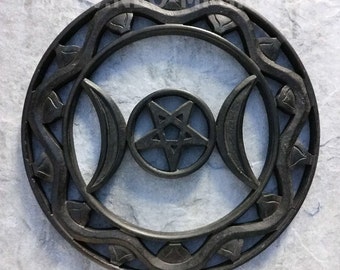 Celestial Triple Moon Pentacle Wall Sculpture Statue 12" Tall Neo-Mfg