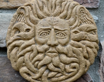 Roman Greek Gorgon's Head Temple Sulis Minerva Bath Belenos alter Sculptural Wall frieze plaque relief www.Neo-Mfg.com 7" b8