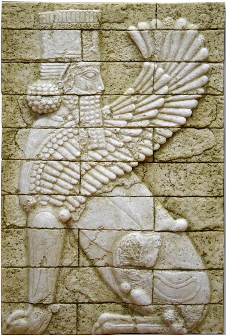 Assyrian Mesopotamian Winged sphinx palace of Darius the Great at Susa wall plaque art Sculpture 19 www.Neo-Mfg.com Museum reproduction image 1