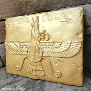 Aimant Frigo Style Persan - Roi Assyrien, Ahura Mazda - Laiton Vieilli