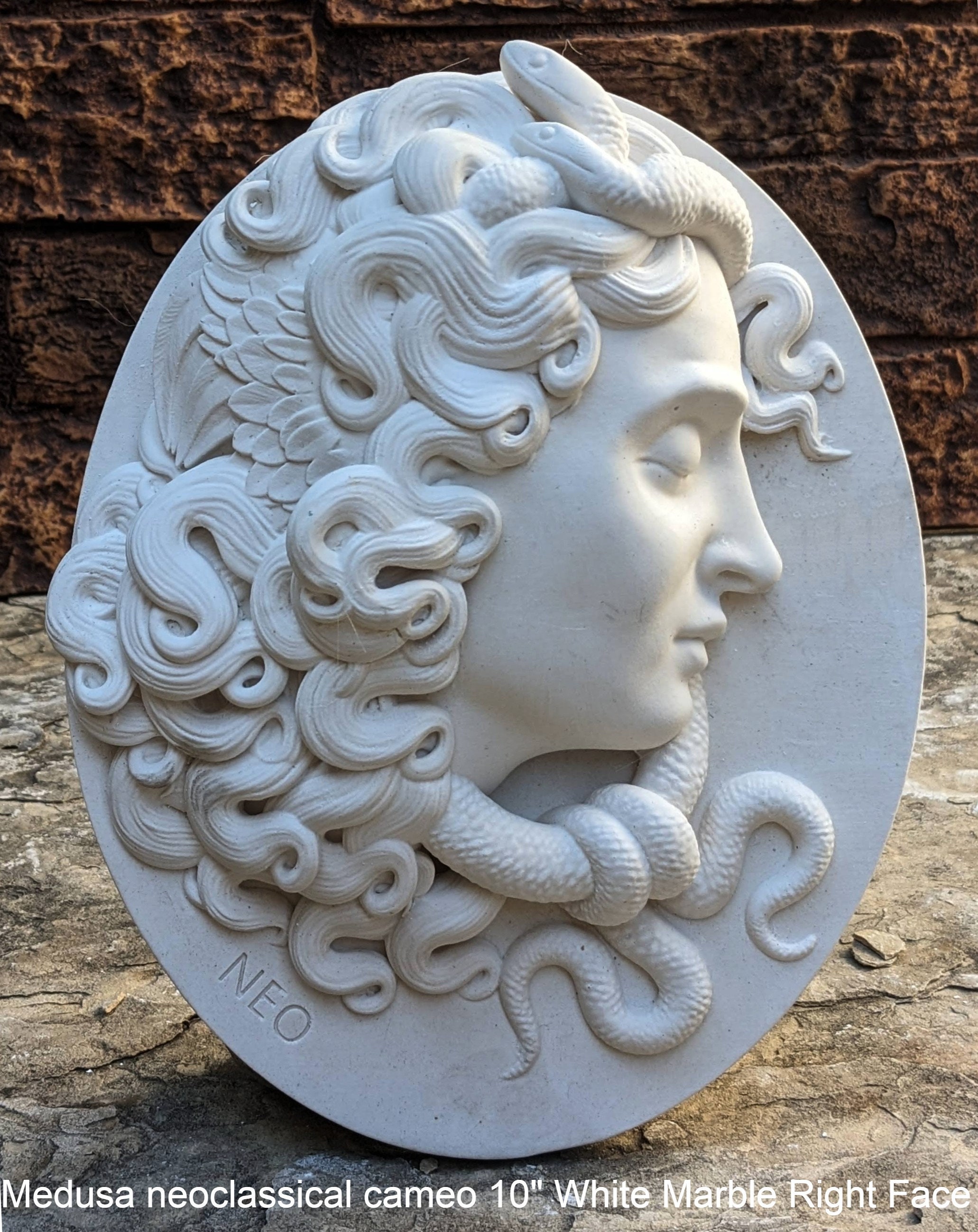 Medusa Neoclassical Cameo Design Artifact Carved Sculpture Statue