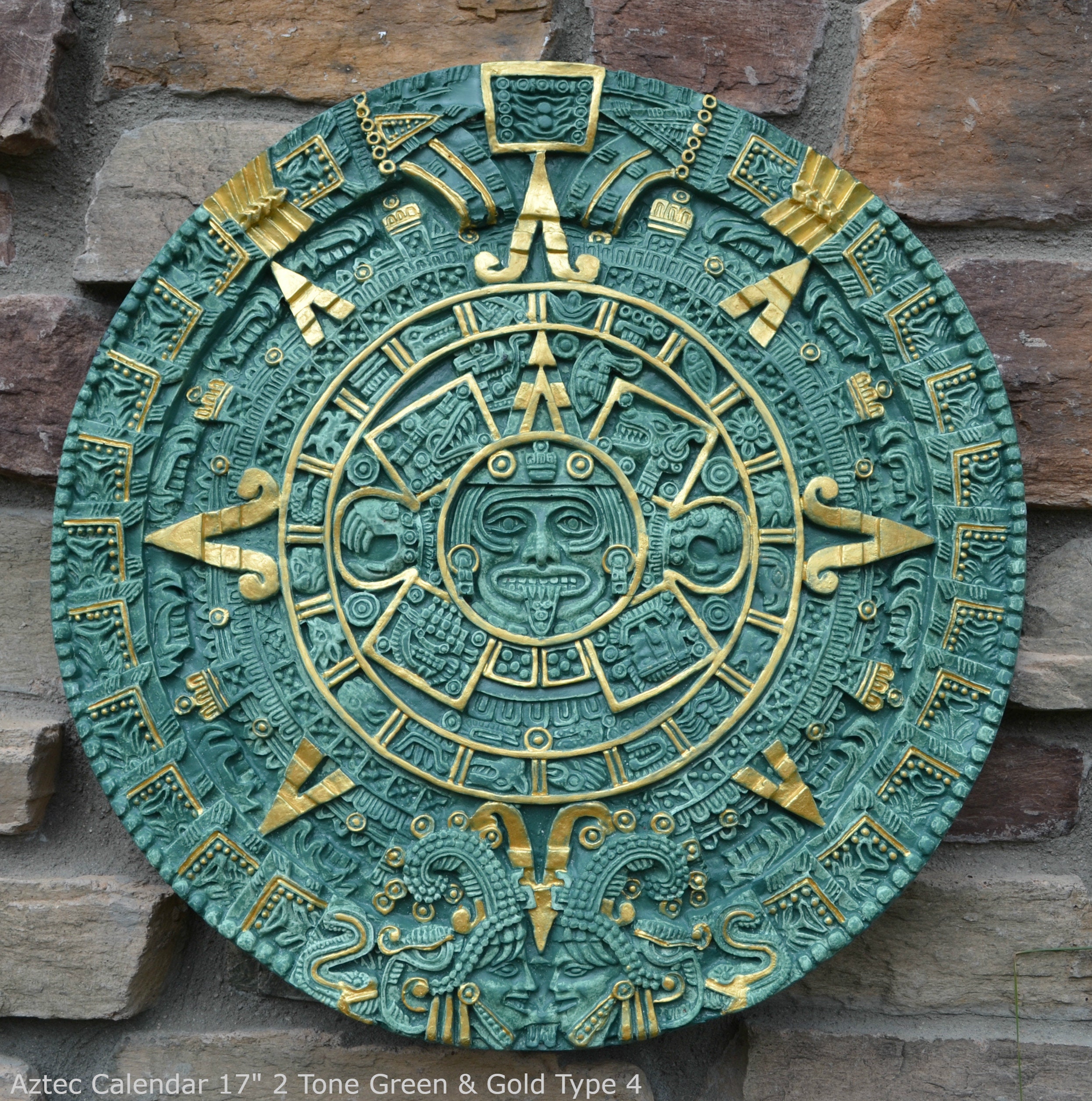 History MAYAN AZTEC CALENDAR Sculptural wall relief plaque 17